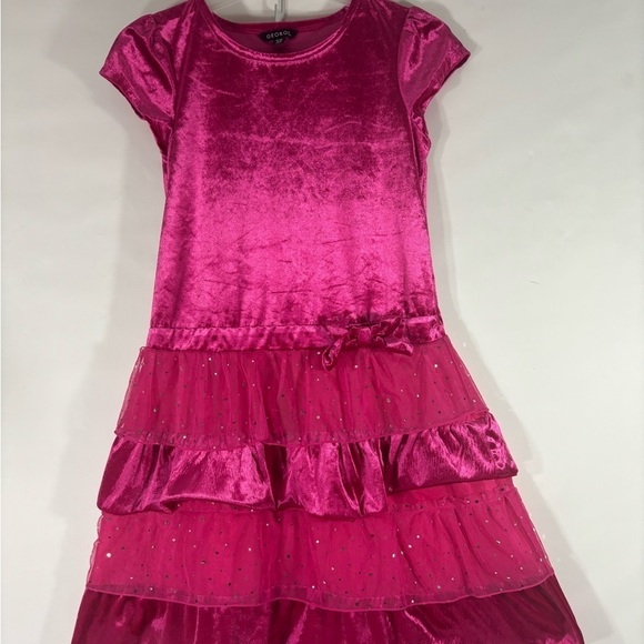 Dark Pink Velvet and Tulle Dress XL 14- 16 - Picture 2 of 4